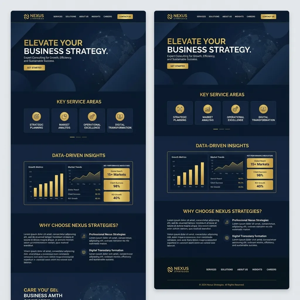 Clean corporate business consulting landing page