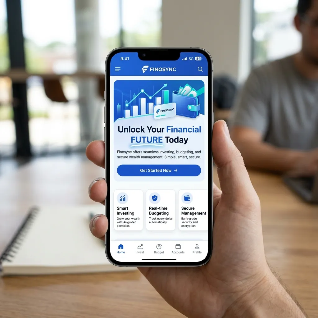 Fintech mobile responsive design overlay mockups